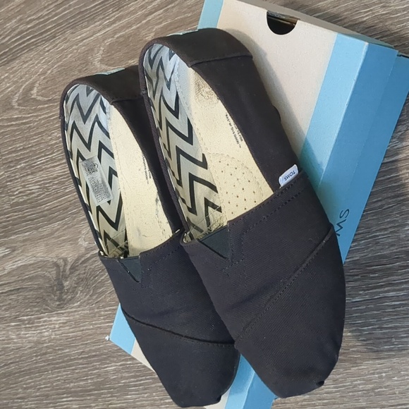 Toms Alpargata Men's Recycled Cotton Canvas Slip On Trainers In Black Size 8 - Picture 3 of 7